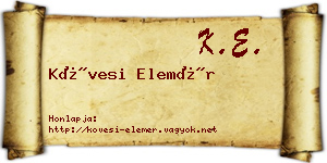 Kövesi Elemér névjegykártya